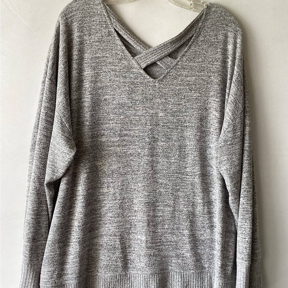 Chico's Light Gray V-Neck Sweater - Picture 2 of 3